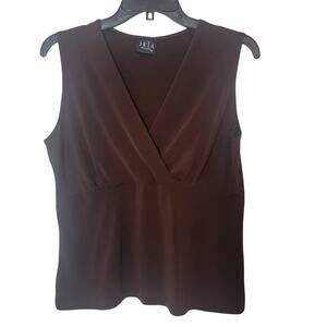JKLA Vintage 90s‎ Brown V-Neck Sleeveless Top Earthy Approx. Sz Medium Petite